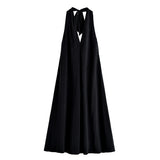 Azuramoda | Sukienka Maxi Halter z Odkrytymi Plecami Elegancka Kreacja