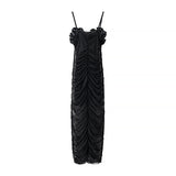 Azuramoda | Sukienka Maxi Drapowana na Ramiączkach Elegancka Kreacja
