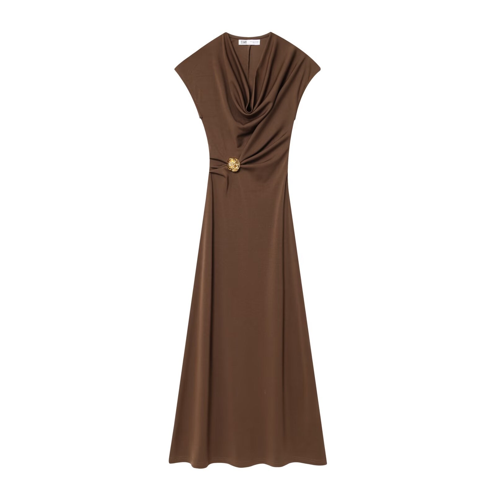 Azuramoda | Elegancka Sukienka Maxi Kopertowa z Drapowaniem