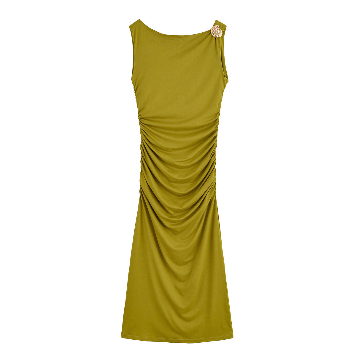 Azuramoda | Elegancka Sukienka Maxi z Drapowaniem i Dopasowanym Krojem