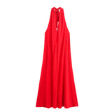 Azuramoda | Sukienka Maxi Halter z Odkrytymi Plecami Elegancka Kreacja