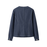 Azuramoda | Elegancki Komplet Damski Marynarka i Spodnie Stylowy Denim
