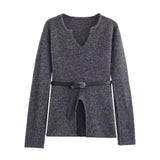 Azuramoda | Elegancki Komplet Damski Sweter i Spódnica Dopasowany Styl