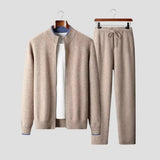 Męski komplet dzianinowy sweter i spodnie miękki wygodny styl casual