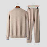 Męski komplet dzianinowy sweter i spodnie miękki wygodny styl casual