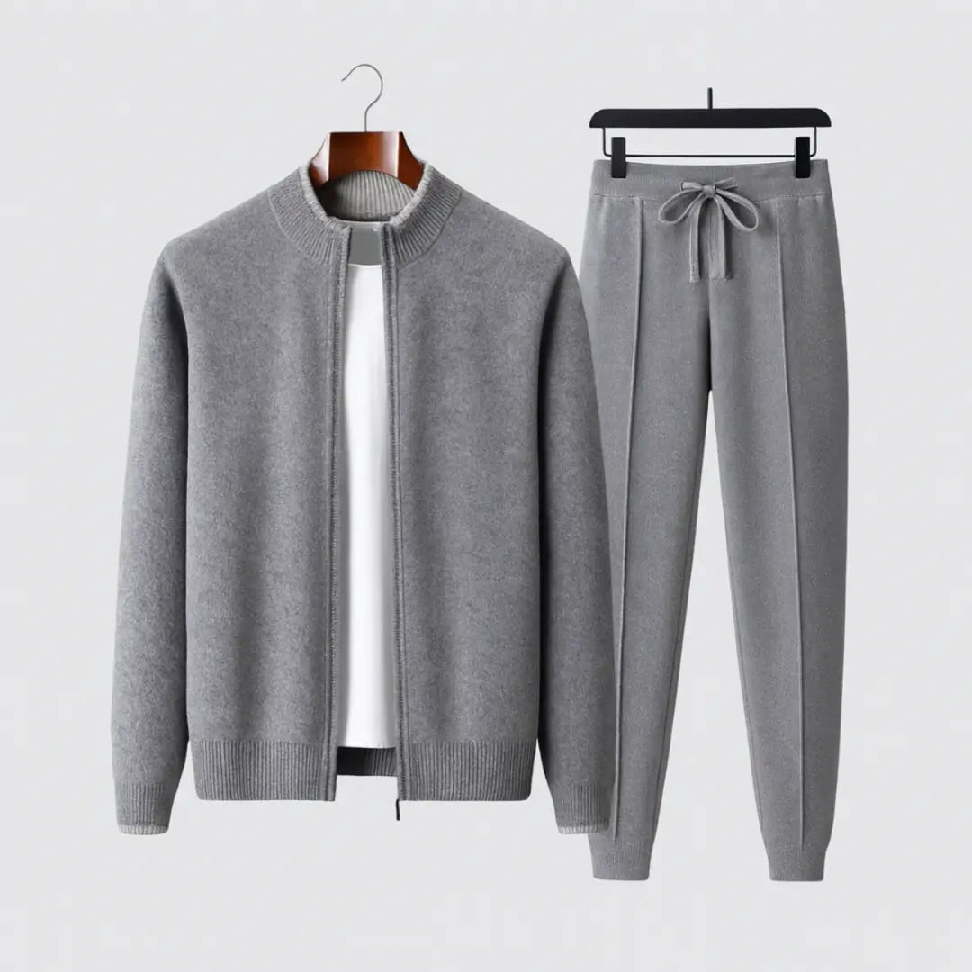 Męski komplet dzianinowy sweter i spodnie miękki wygodny styl casual
