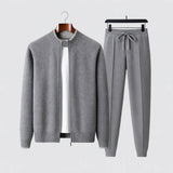 Męski komplet dzianinowy sweter i spodnie miękki wygodny styl casual