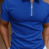 Męska koszulka polo slim fit z zamkiem elegancka i oddychająca