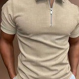 Męska koszulka polo slim fit z zamkiem elegancka i oddychająca