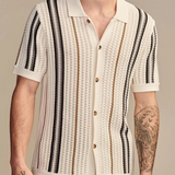 Męska Koszula Letnia w Paski Lekka Styl Retro Casual