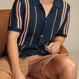 Męska Koszula Letnia w Paski Lekka Styl Retro Casual
