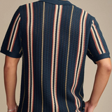 Męska Koszula Letnia w Paski Lekka Styl Retro Casual