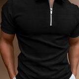 Męska koszulka polo slim fit z zamkiem elegancka i oddychająca