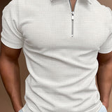 Męska koszulka polo slim fit z zamkiem elegancka i oddychająca